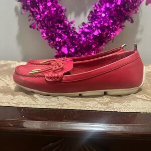 Tommy Hilfiger Red Loafers with Gold Logo